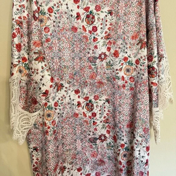 Victoria’s Secret Satin Lace Floral Cover-up Kimono Robe Sz XS Loungewear Comfy - Picture 10 of 14